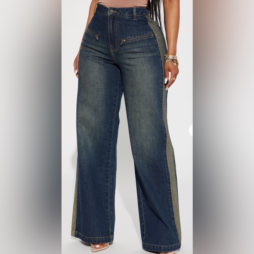 Fashion Nova Dark Blue Flare Jeans